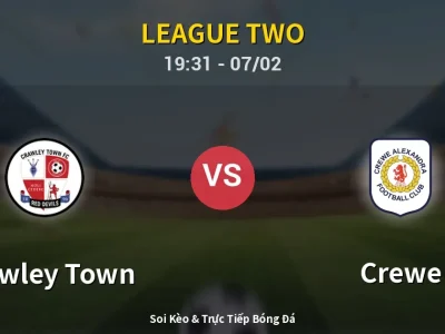 Soi Kèo Crawley Town vs Crewe – 19:31 07/02 | Nhận Định, Dự Đoán Tỷ Số