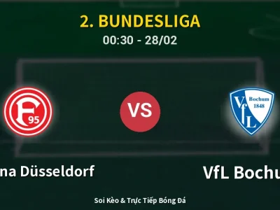 Kết Quả: Fortuna Düsseldorf 2-1 VfL Bochum – Highlight & Bàn Thắng | 2. Bundesliga