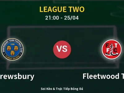 Soi Kèo Shrewsbury vs Fleetwood Town – 21:00 25/04 | Nhận Định, Dự Đoán Tỷ Số