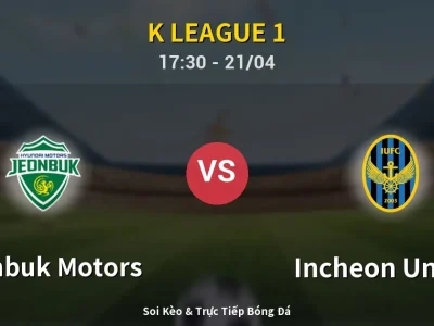 Kết Quả: Jeonbuk Motors 1-2 Incheon United – Highlight & Bàn Thắng | K League 1